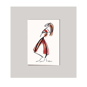 An all occasion greeting card featuring a beautiful fashionista abstract design. A card to tell a friend or loved one how special they are! 4" x 5.5" - note card. Red Orange Black Love Birds Whimsical Celebration Card Greeting Card Special Occasion Card Artistic Card Happy Card Digital Design Graphic Design Card.
