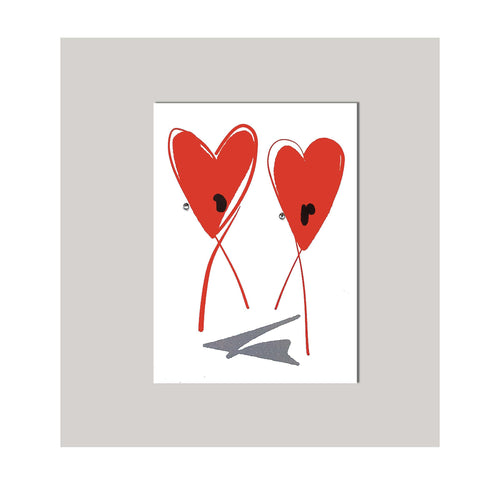 An all occasion greeting card featuring a beautiful heart duo abstract design. An 