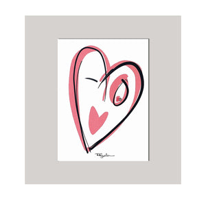 An all occasion greeting card featuring a winking heart with abstract design. Card to say "I love you"...perfect for engagements, weddings, anniversaries and more! 4" x 5.5" - note card. Black Red Multi-Color Love Birds Whimsical Celebration Card Greeting Card Special Occasion Card Cute Card Artistic Card Happy Card Digital Design Graphic Design Card. 